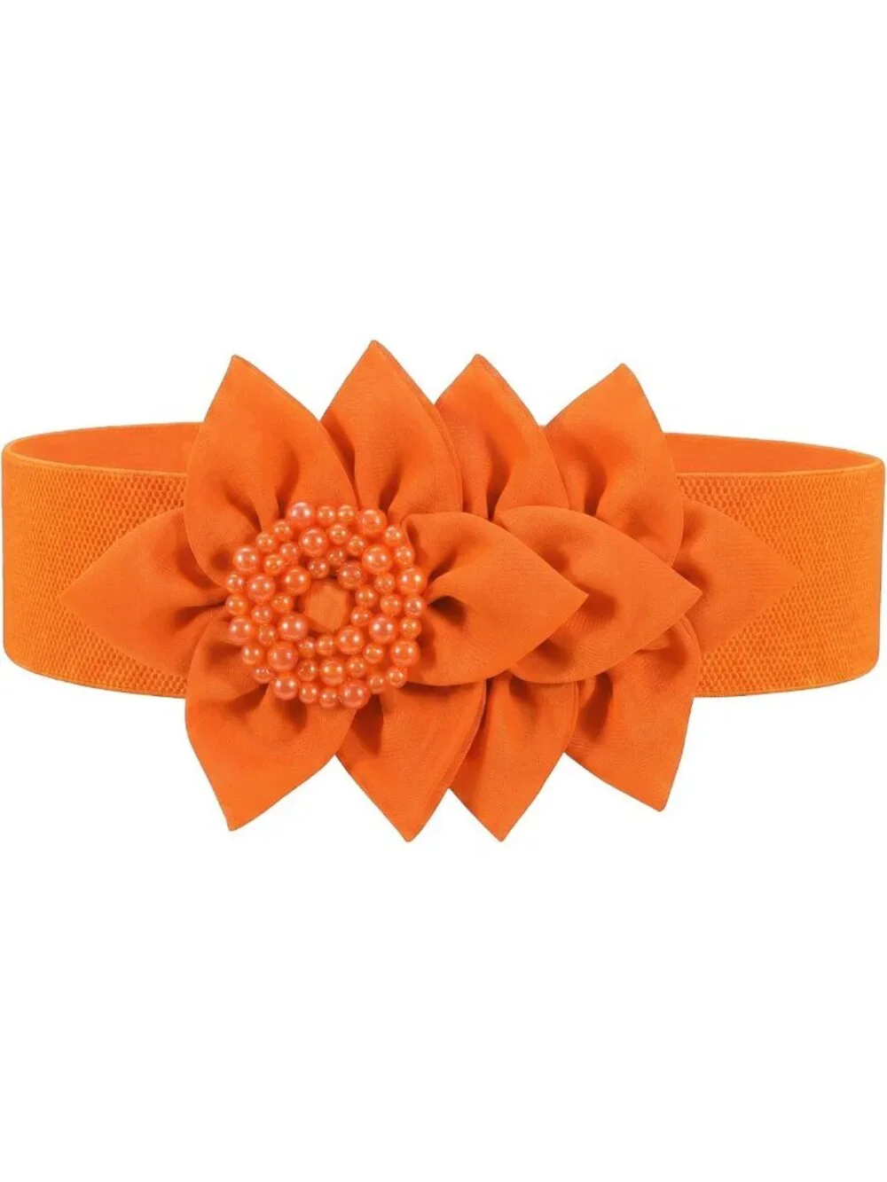 Stylish Wide Elastic Belt with Flower Decor - Stretchy Fashion Waist Belt for